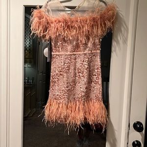 NWT Nicola Bathie/ Antonio Melani Feathered Sequence mini Dress
